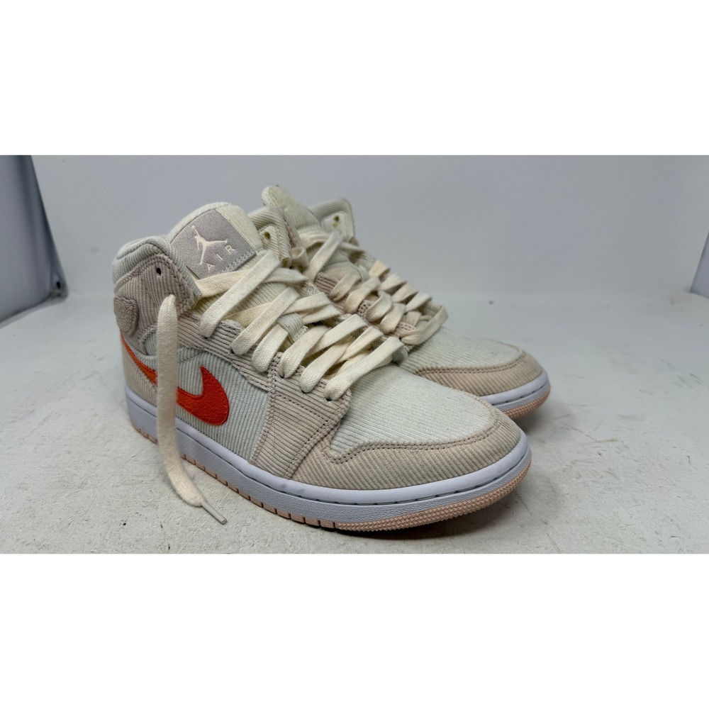 Air Jordan 1 Mid GS Corduroy Sail Orange Suede DA8009-108 Sneaker
